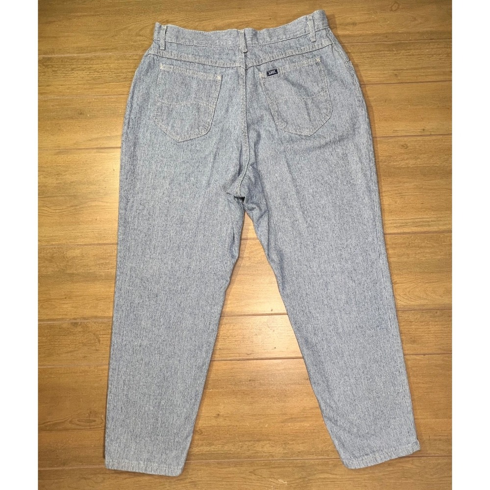 Lee Vintage High Waisted Pinstripe Pleated Tapered Jeans Blue White 18‎ PET USA
